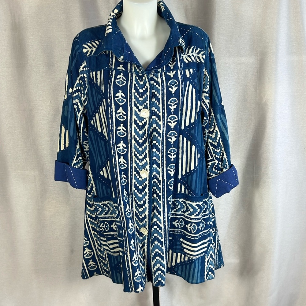 Tulip kantha cloth batik jacket - reversible